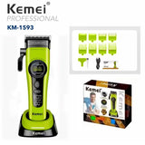 Kemei 1593 Barber Professional Hair Clipper Rechargeable Trimmer Electric Hair Cutting Machine External Rotor Brushless Motor