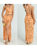 Women Backless Sequined Flower Summer Vest Beaded Halter Top Tie-up Sleeveless Camis Tops for Club Party