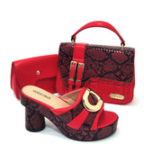 Doershow African fashion Italian Shoes And Bag Sets For Evening Party With Stones wine Italian Handbags Match Bags!  HTG1-9