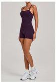Womens Two Way Wear Bodysuit Sleeveless Yoga Stretch One Piece Romper Sexy Fitness Side Pockets Sportwears Bodysuit