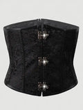 Sexy Leather Tight Corset Jacquard Waist Cincher Bust Support Shapewear New Lace-up Court Casaul Elegant Style Corset B8RO
