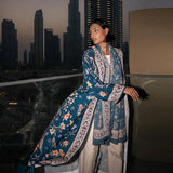 Modest Abaya Printed Open Abaya Lightweight Long Sleeve Abaya Two Piece Headscarf Kaftan Dubai Muslim Set Women Hijab Gown