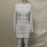 S - XL Long Sleeve Hollow Out Crochet Knitted Tunic Beach Cover Up Cover-ups Beach Dress Beach Wear Beachwear Female Women K5542
