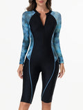 2026 Zipper Rushguard Long Sleeve Surfing Swimsuit Women One Piece Tie Dye Swimwear Female Bather Bathing Swimming Swim Suit XXL