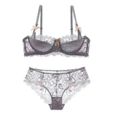 MOYISU French Romance Breathable and Comfortable Breathable Sexy Lace Not Empty Cup Bra Set Pure Desire Girl Super Beautiful