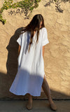 Beach Cover-ups for Women 2026 Solid Color Sexy V-neck Short Sleeve Loose Long Robe Dress Sun Protection Beachwear PZMZ09