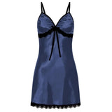 Lace Silk Satin Nightdress Women Sleepwear Lingerie Sleeveless Straps Mini Dress with Panties Nighties Nightgown