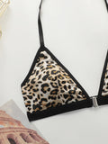 Leopard print black 2-piece set without steel rim or chest cushion women underwear with sexy straps girls' bra Lingerie MR3475