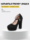 2026 Plus Size 43 Elegant Black Ankle Strap Platform Pumps Sexy Spike High Heels Shoes Women Classic Apricot Office Lady Shoes