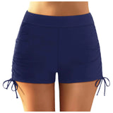 Beach Bathing Suit Women High Waist Bikini Bottoms Swim Briefs Drawstring Beach Shorts Solid Leopard Bikini Ruched Swim Bottoms