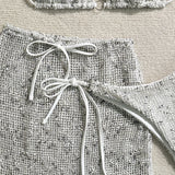 With Fishnet Sarong Skirt Halter Micro Bikini Women Swimwear Female Swimsuit Three-pieces Bikini Set Bathing Suit Swim Beachwear