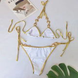Halter Crystal Rhinestone Diamond Bikini 2025 Female Swimsuit Women Swimwear Two-pieces Bikini Set High Cut Bathing Suit Swim