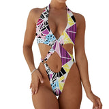 2025 Sexy High Cut Out Halter Female Swimwear One Piece Swimsuit Women Cross Bandage Monokini Bather Bathing Suit Swim Beachwear