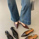 Summer Pointed Toe Women Sandals Fashion Singbacks Mules Shoes Ladies Elegant Low Heel Stripper Party Sandalias 2025