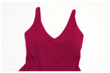 Bodycon Tennis Dress with Shorts Pocket Women Speed Dry Sleeveless V Neck One Piece Sport Outfit Short Dress Fitness Yoga Set