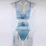 Toucheart 3 Piece Set Lingerie Garter Sets Lingerie For Woman Sexy Mini Skirt See-Through Embroidered Bra Erotic Underwear New