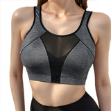 Women Sports Bra Sheer Mesh Patchwork Racerback Yoga Bra Breathable Quick Dry Workout Crop Top Gym Running Fitness Underwear