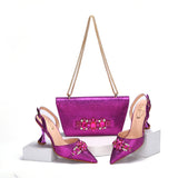 Doershow  beautiful High Quality African Style Ladies Shoes And Bags Set Latest gold Italian Shoes And Bag Set For Party HMA1-4