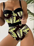 Print Push Up Swimsuit One Piece Swimwear Women High Waisted Swimming Suit Brazilian Monokini Bodysuit Beach Wear Bathing Suit