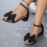 2026 Fashion Ankle Strap Bowknot Sandals Women Summer Open Toe Square Heel Sandls Woman Plus Size Sandals