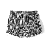 Women Summer Ruffle Shorts Casual Plaid Print Elastic Waist Short Pants for Beach Nightclub Bloomers Streetwear