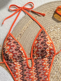 Printed Halter V Neck Female Swimwear One Piece Swimsuit Women Backless Monokini High Leg Cut Bather Bathing Suit Swim Bodysuit