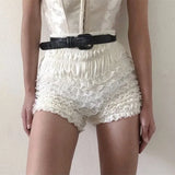 Women Ruffle Lace Shorts Elastic Waist Bloomers Y2K Aesthetic Short Pants Casual Gothic Kawaii Shorts Summer