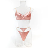 Seamless 2 Pieces Sexy Bra Set Women Satin Lingerie Underwear Patchwork Bras and Thongs Suits Attractive Bilizna Intimate Set
