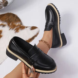 Patent Leather Thick Heels Loafers Women Spring New Mixed Color Med Heel Office Pumps Woman Plus Size 43 Slip On Single Shoes