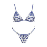 Retro 2Pcs One Piece Swimsuit Women Sexy Bikini Push Up Swimwear Female Halter Swim Suit Bandeau Biquini Beachwear Bathingsuit