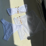 With Mesh Skirt Bandeau Bikini Women Swimwear Female Swimsuit Three-pieces Bikini Set Metal Ring Bathing Suit Swim Beachwear