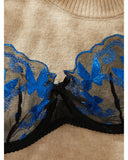 Toucheart Sexy Bra Underwear Set For Women Embroidery Butterfly Printing Patchwork Mesh Hollow Out Perspective Underwear Suit