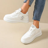 Fashion Thick Platform Sneakers for Women Spring Lace Up Pu Leather Sneakers Woman Anti Slip Thick Sole Vulcanized Shoes Female