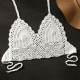 Sexy Crochet Crop Top Bikini Crop Top Women Crochet Boho Beach Camisoles Bikini Bralette Halter Cami Knitted Bra Backless