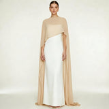 Women's Sheer Chiffon Cape Bat Sleeve Floor Length Shawl Elegant Cover Up Tops Party Evening Cape Blouse f
