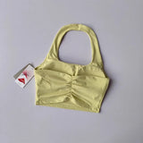 Women's Yoga Sports Bra Sexy Neckband Chest Cushion Beautiful Back Fashionable Pleat Gathering Sports Bra for Fitness