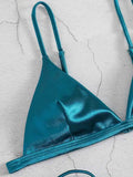 2025 Metallic Satin High Cut Brazilian Bikini Women Swimwear Female Swimsuit Two-pieces Bikini Set Bathing Suit Swim Beach Wear