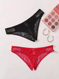 2 pairs of solid colored lace underwear with sexy hollow out fun triangle pants suitable for special occasions C901