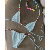 Micro Bikinis 2025 Push Up Women Swimsuits Sexy Swimwear Brazilian Bikini Set Solid Biquini Bead Swimsuit Summer Beachwear