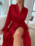 Long Nightgown Summer Thin Fashion Simple Home Wear Ladies Sexy Cardigan Bathrobe