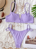 V-Bar Underwired Polka Dot Bikini 2025 Women Swimsuit Female Swimwear Two Pieces Bikini Set Ribbed High Cut Bathing Suit Swim