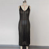 4 Color Hollow Out Sleeveless Crochet Knitted Tunic Beach Cover Up Cover-ups Beach Dress Beach Wear Beachwear Female Women K6783