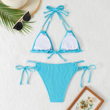 Sexy Orange Bikini 2025 Women Pearls Strap Push Up Drawstring Side Thong Swimsuit Luxury Lace Up Beach Bathing Suit Swimwear