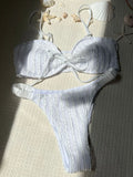 Wrinkled Crinkled Tie Knotted Bikini Women Swimwear Female Swimsuit Two-pieces Bikini Set Brazilian Bathing Suit Swim Beach Wear