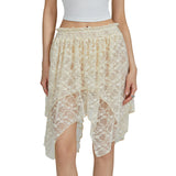 Women's Lace Skirts High Waist Irregular Hem Skirts Summer Korean Fashion Gothic Sexy Club Beach Skirts