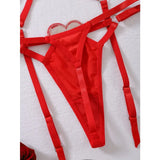 Toucheart Erotic Love Lingerie Panty Garters Patchwork 3PCS Skinny Backless Delicate Hot Women Seductive Intimate Underwear Set