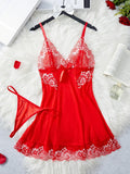 Purple Sexy Lingerie Women Lace See Through Babydoll Dress Slim Soft V Neck Full Slip Sleepwear Erotic Underwear Festival Gift
