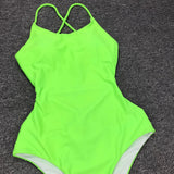 DEKA Women Solid Backless One Piece Swimsuit Sexy Bandage Swimwear Monokini High Cut Bathing Suit Swim Bodysuit