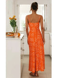 Foridol Ruffles Straight Elegant Women's Dress Summer Printed Boho Beach Maxi Dress Spaghetti Strap Floral Blue Sundress 2025