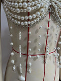 Sexy Women Chain Bras Tops Elegant Pearls Body Jewelry Tasseled Party Clubwear for Summer Vacation Beachwear